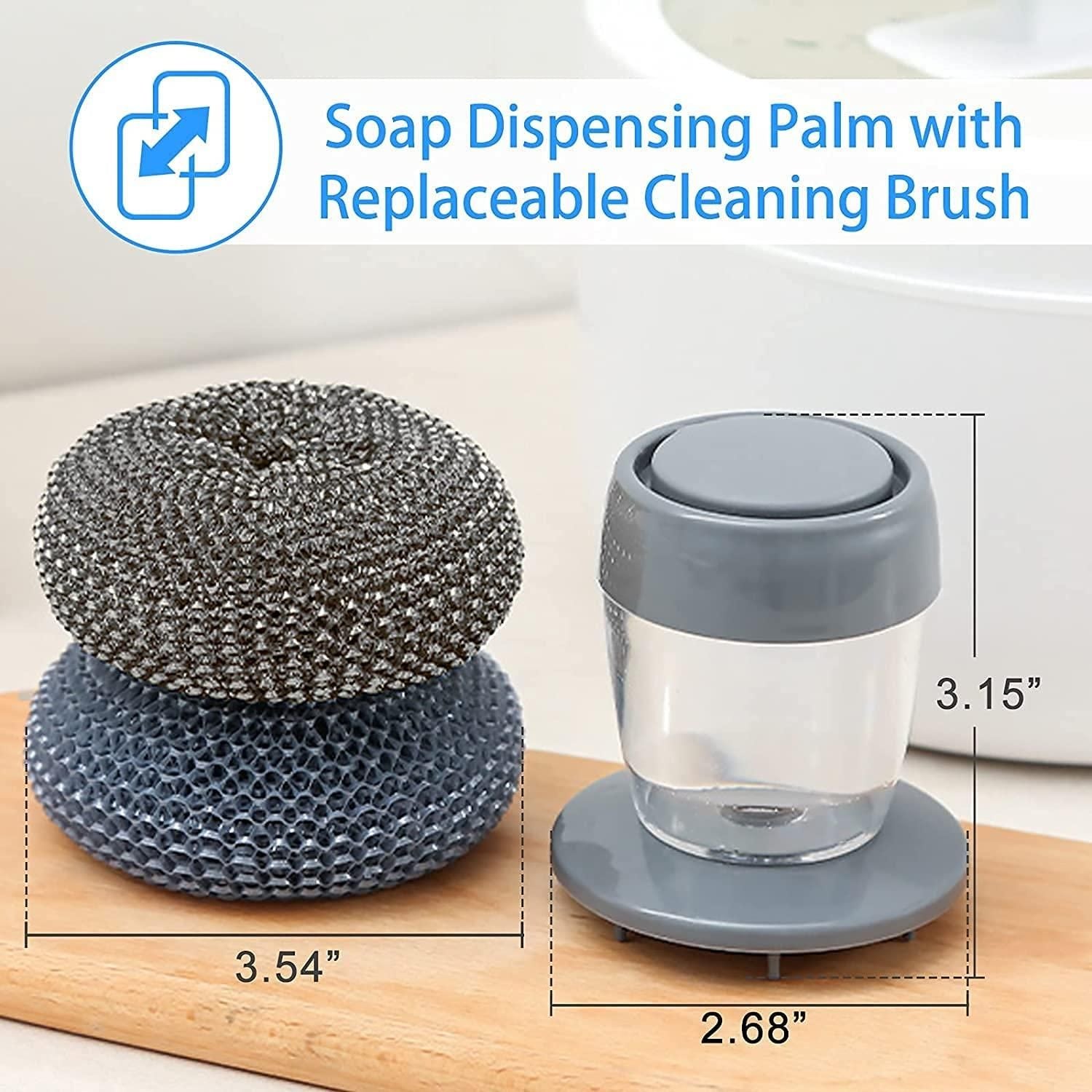 Kitchen Soap Dispensing Palm Brush Washing